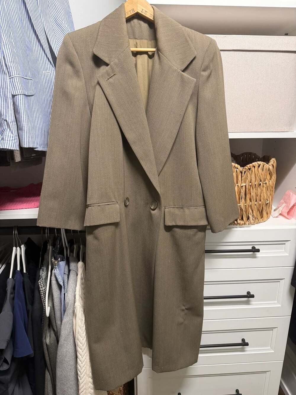 Vintage Ashley Scott 100% Pure Wool Double-Breasted Long Coat